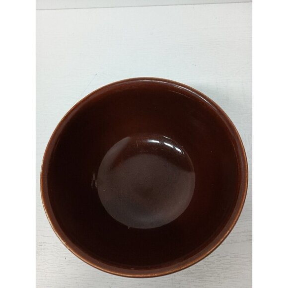 VTG Fiesta USA Chocolate Brown Pottery Mixing Bowl 8" Ringed Stoneware 8"x4.5"